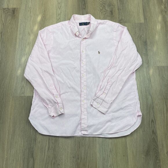 Ralph Lauren Shirt Mens 18 2XL Striped Button Down Oxford Classic Pony - Picture 1 of 9
